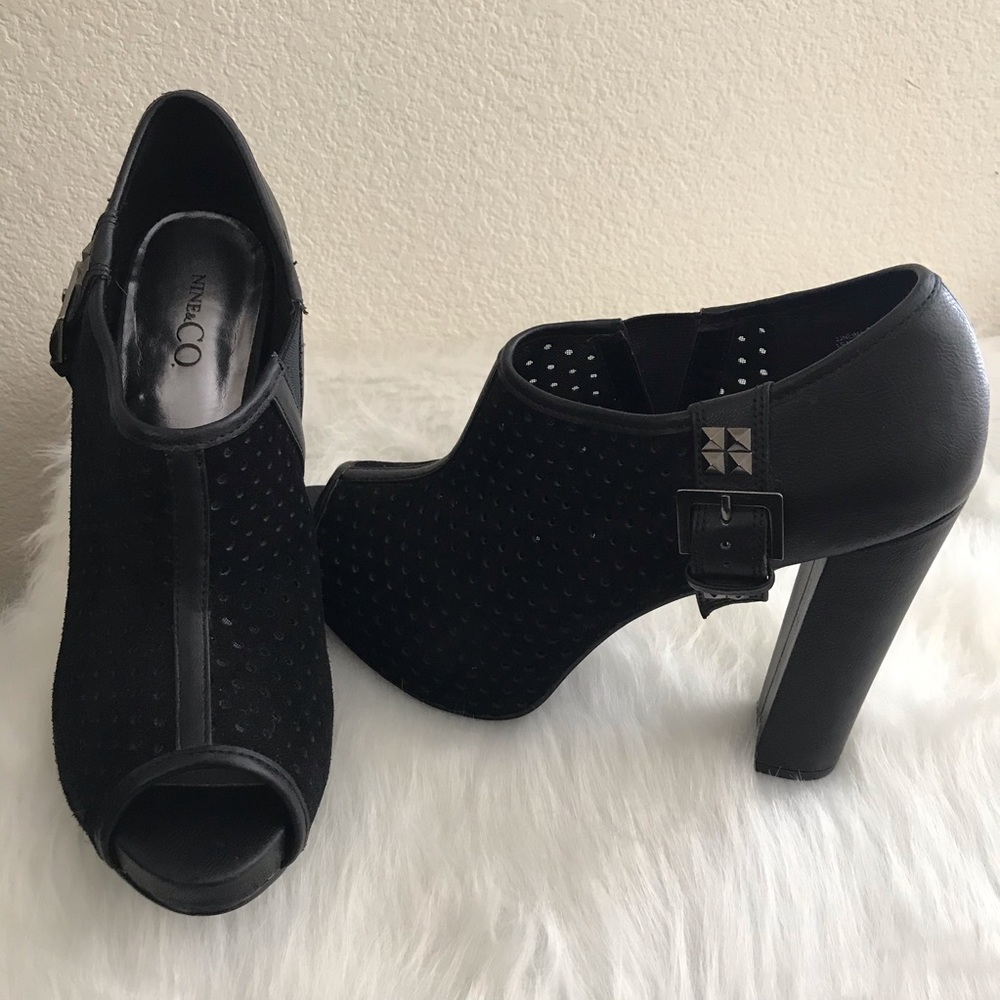 Nine & Co. Black Peep Toe Ankle Boots